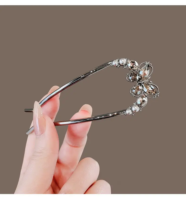 2024 New Rhinestone Pearl Butterfly Hairpin Women — feature 4