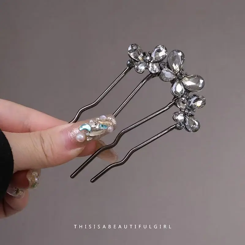 2024 New Rhinestone Pearl Butterfly Hairpin Women - Image 13