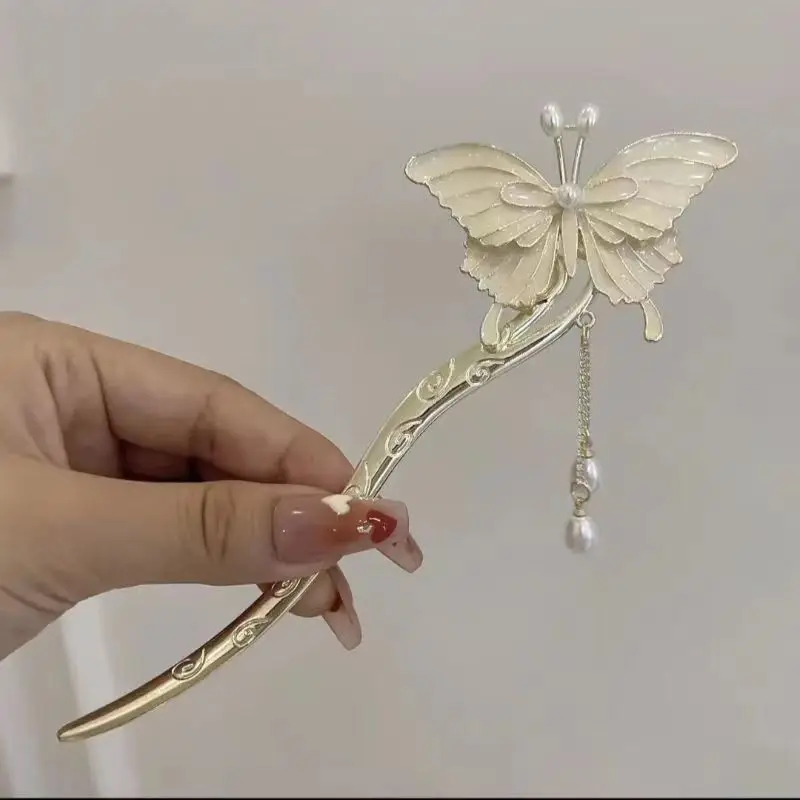 2024 New Rhinestone Pearl Butterfly Hairpin Women - Image 7