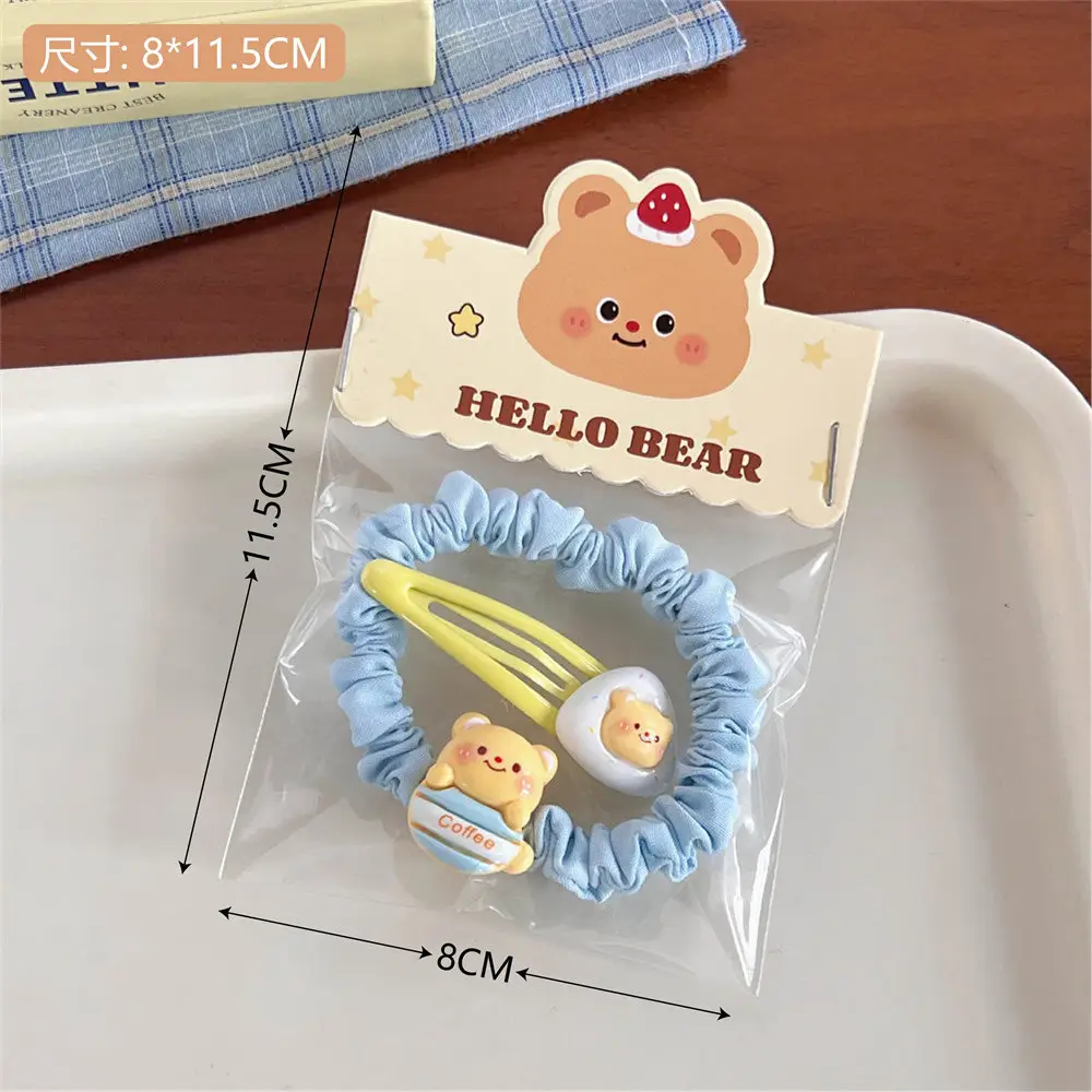 Milk Yellow Bear Hair Ring Set for Girls - Image 3
