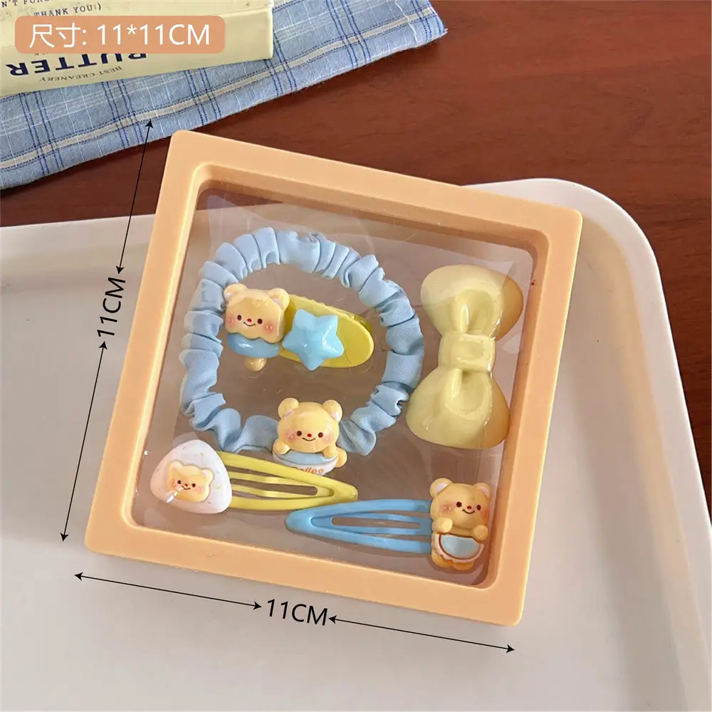 Milk Yellow Bear Hair Ring Set for Girls - Image 4