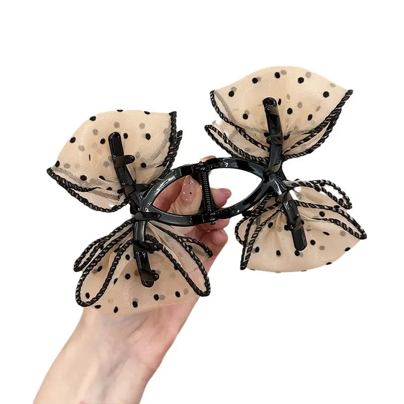 Black Rhinestone Bow Hairpin for Women