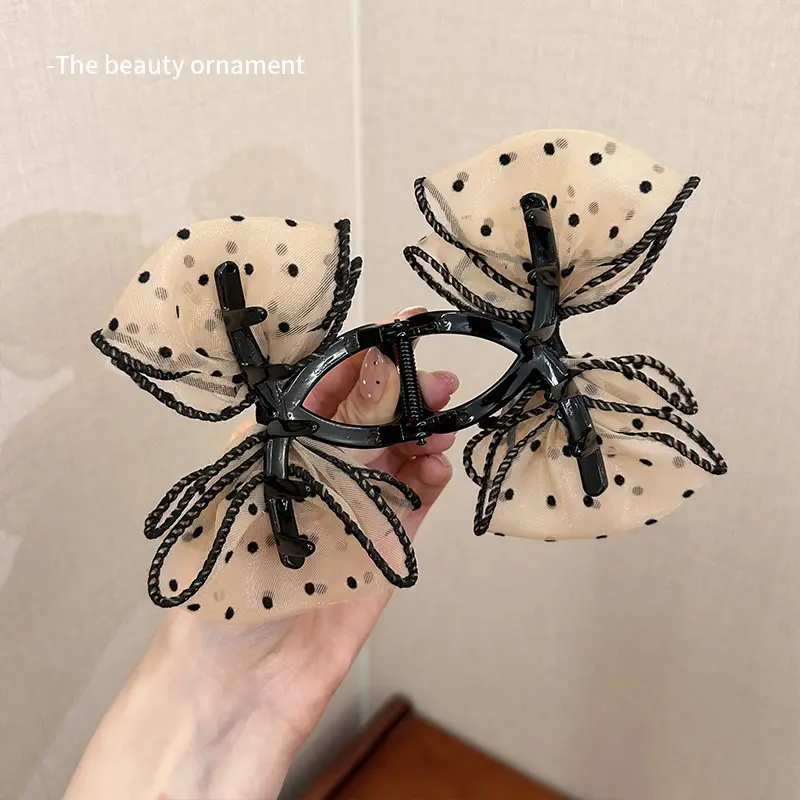 Black Rhinestone Bow Hairpin for Women — feature 6