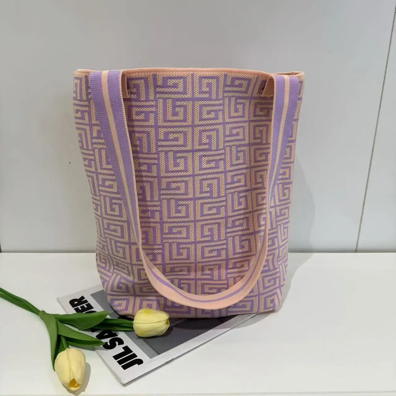 New Fashion Striped Single Shoulder Bucket Bag - Image 5