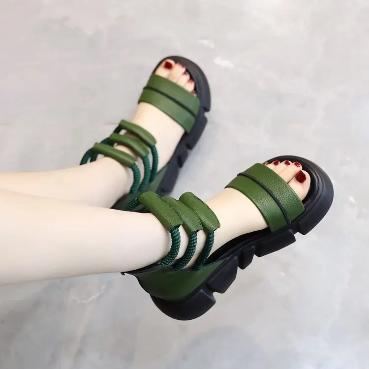 Brown Leather Peep Toe Sandals for Women — feature 3