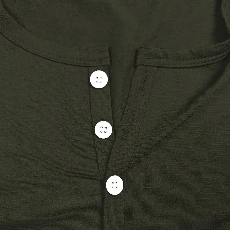 Men Button T-Shirt Blue Henry Collar Summer Casual — feature 13