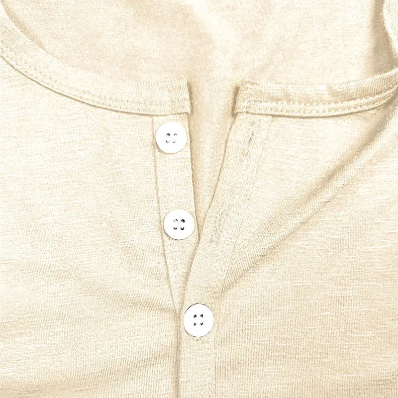 Men Button T-Shirt Blue Henry Collar Summer Casual — feature 25