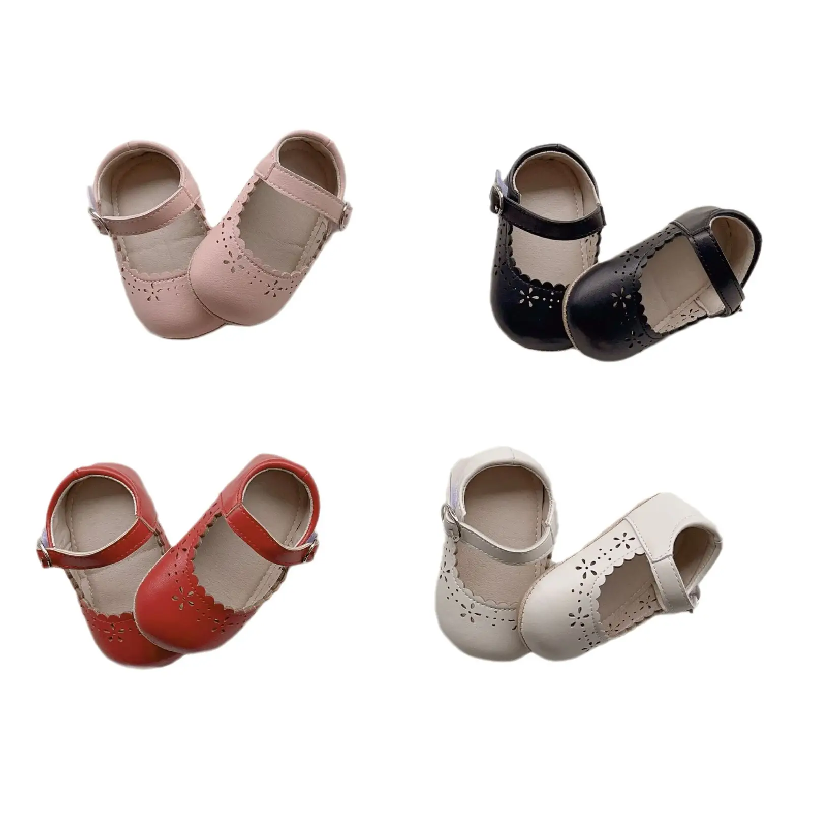 Red Flower Hollow Baby Sandals for Girls