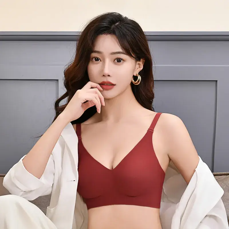 Jelly Soft Bra No Steel Ring Upper Support Gathering Big Chest Small Adjustable Underwear Women's Half Fixed Cup Beautiful Back