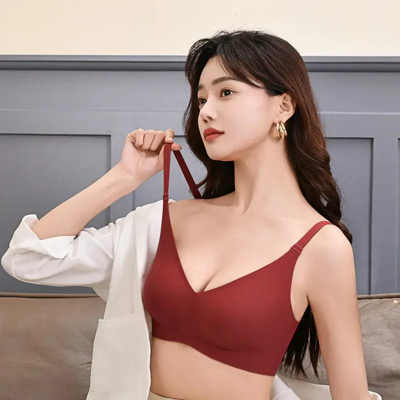 Jelly Soft Bra No Steel Ring Upper Support Gathering Big Chest Small Adjustable Underwear Women's Half Fixed Cup Beautiful Back