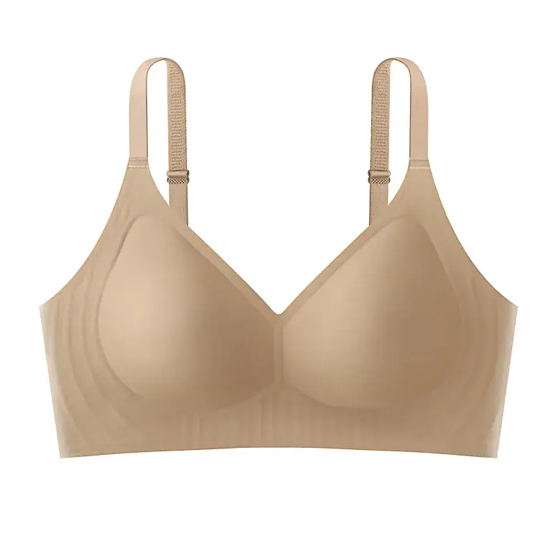 Jelly Soft Bra No Steel Ring Upper Support Gathering Big Chest Small Adjustable Underwear Women's Half Fixed Cup Beautiful Back
