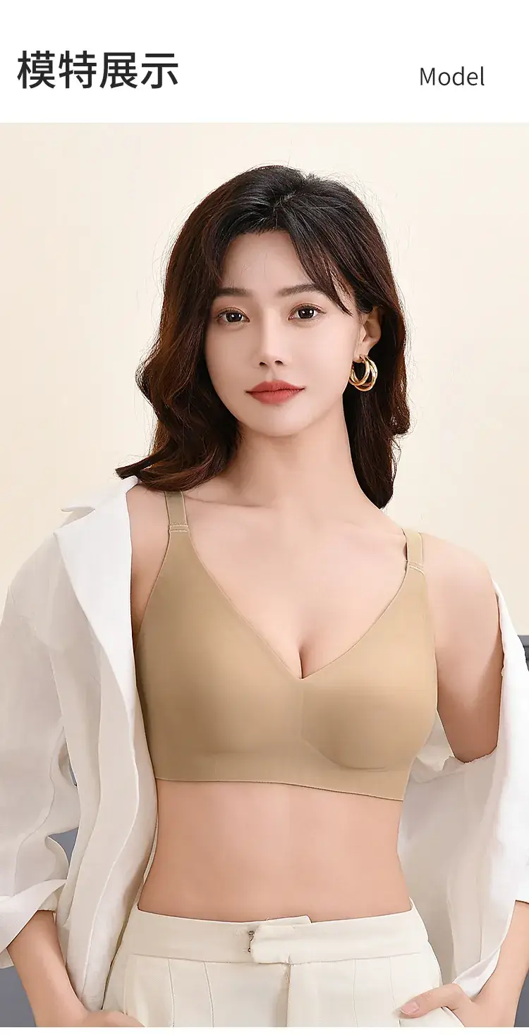 Jelly Soft Bra No Steel Ring Upper Support Gathering Big Chest Small Adjustable Underwear Women's Half Fixed Cup Beautiful Back — feature 18