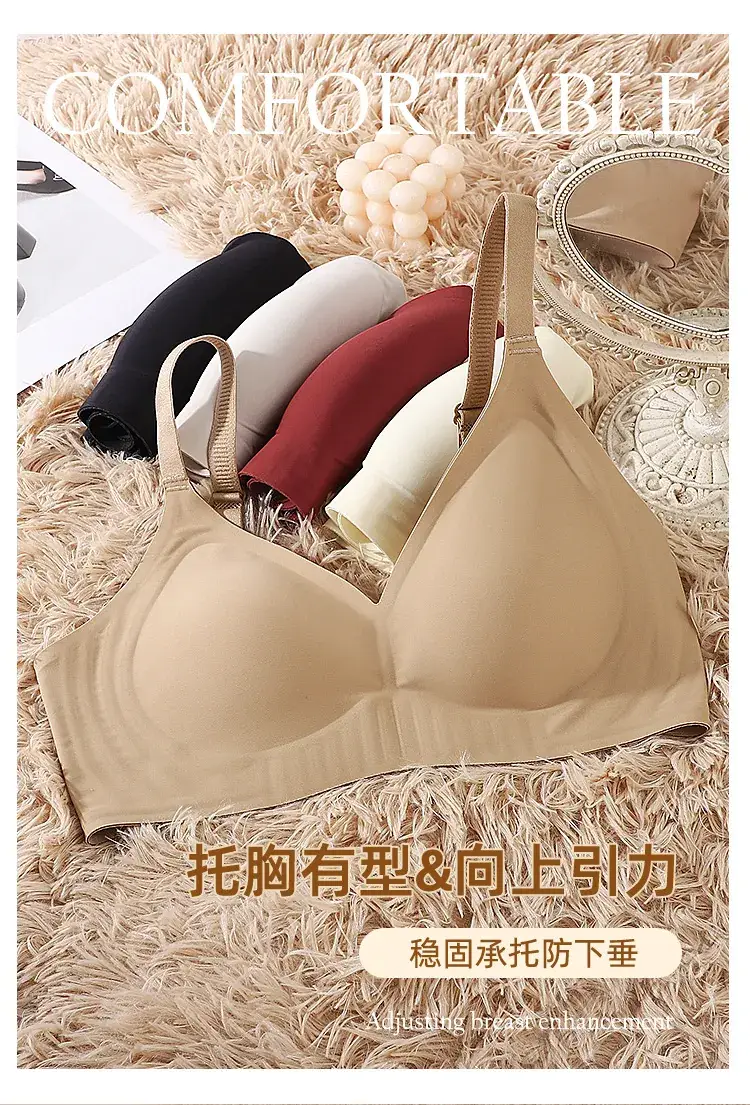 Jelly Soft Bra No Steel Ring Upper Support Gathering Big Chest Small Adjustable Underwear Women's Half Fixed Cup Beautiful Back — feature 4