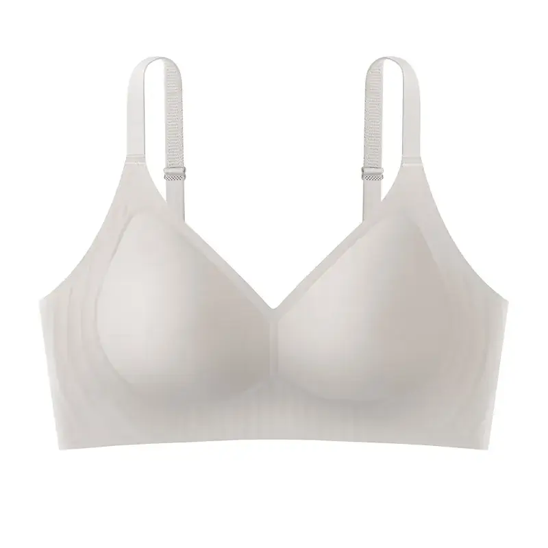 Jelly Soft Bra No Steel Ring Upper Support Gathering Big Chest Small Adjustable Underwear Women's Half Fixed Cup Beautiful Back