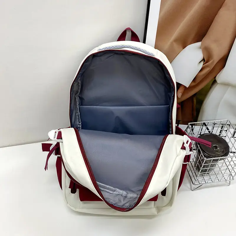 Blue White Student Backpack with "SIM" Print - Image 9