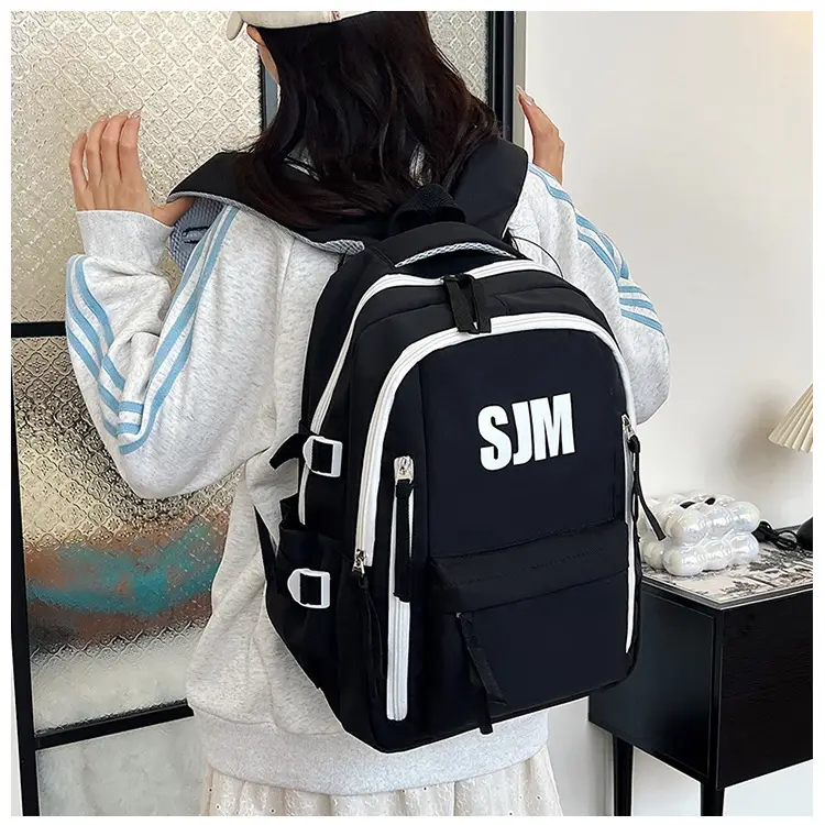 Blue White Student Backpack with "SIM" Print — feature 30