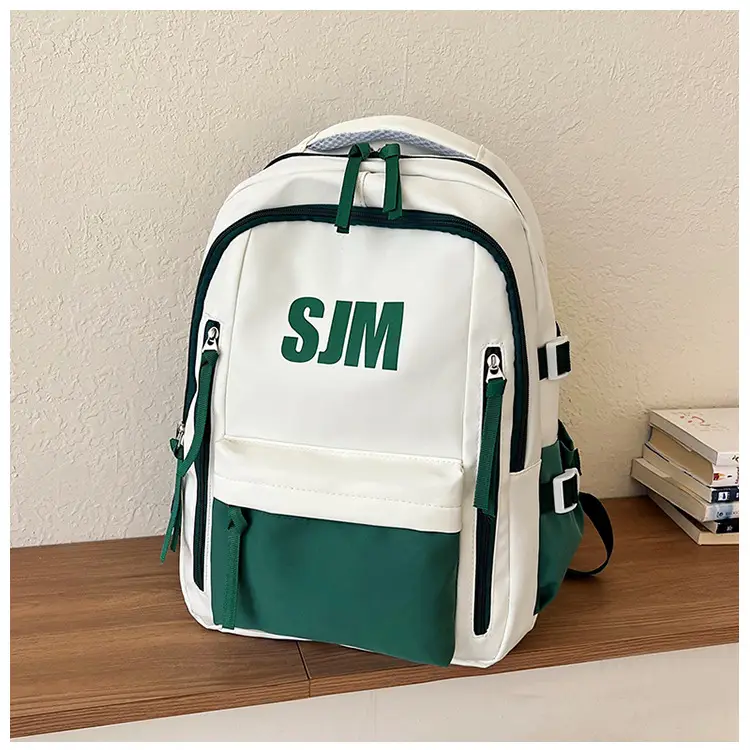 Blue White Student Backpack with "SIM" Print — feature 40