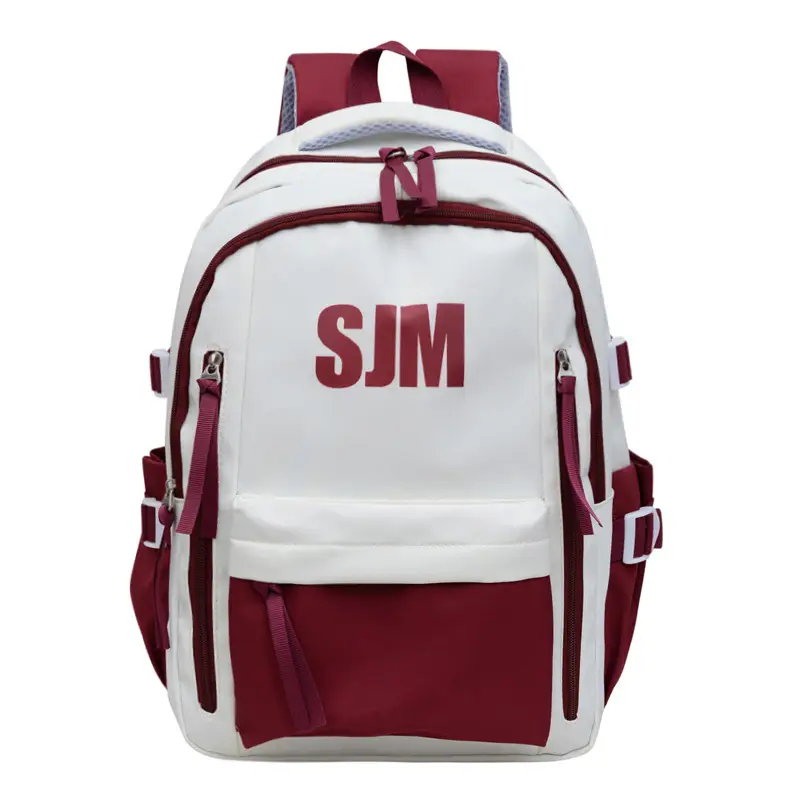 Blue White Student Backpack with "SIM" Print - Image 2