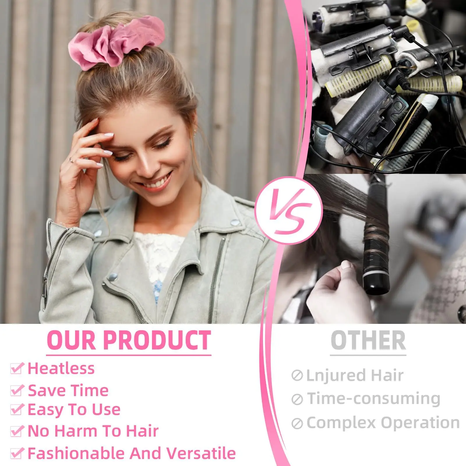 No Heatless Hair Curling Stick for Easy Use