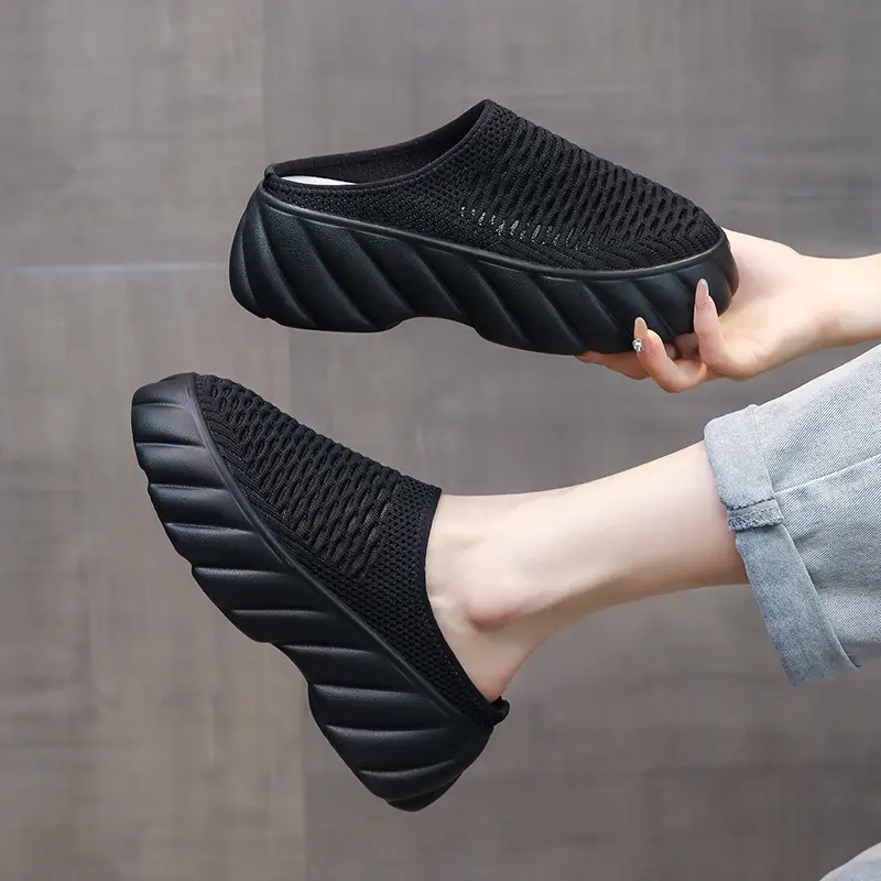 Wholesale New Summer Style Mesh Breathable Thick-Soled Baotou Outer Wear Fashionable Sandals Platform Half Slippers for Women Comfortable
