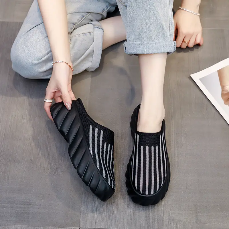 Wholesale New Summer Style Mesh Breathable Thick-Soled Baotou Outer Wear Fashionable Sandals Platform Half Slippers for Women Comfortable