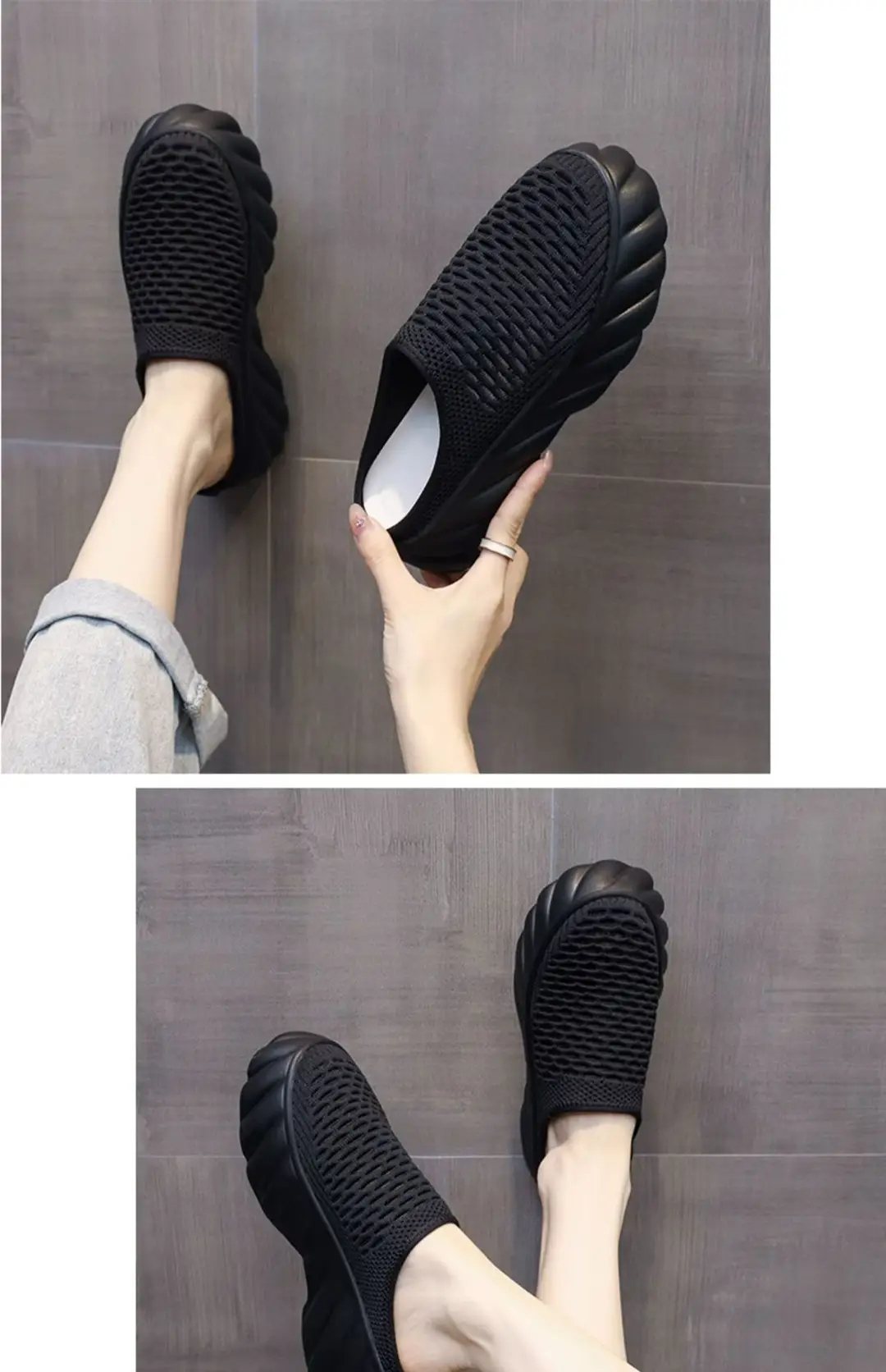 Wholesale New Summer Style Mesh Breathable Thick-Soled Baotou Outer Wear Fashionable Sandals Platform Half Slippers for Women Comfortable — feature 12