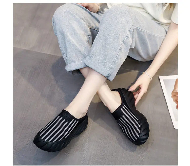 Wholesale New Summer Style Mesh Breathable Thick-Soled Baotou Outer Wear Fashionable Sandals Platform Half Slippers for Women Comfortable — feature 16