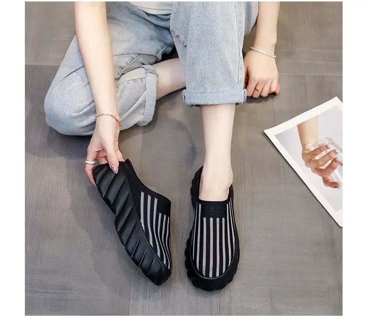 Wholesale New Summer Style Mesh Breathable Thick-Soled Baotou Outer Wear Fashionable Sandals Platform Half Slippers for Women Comfortable — feature 17