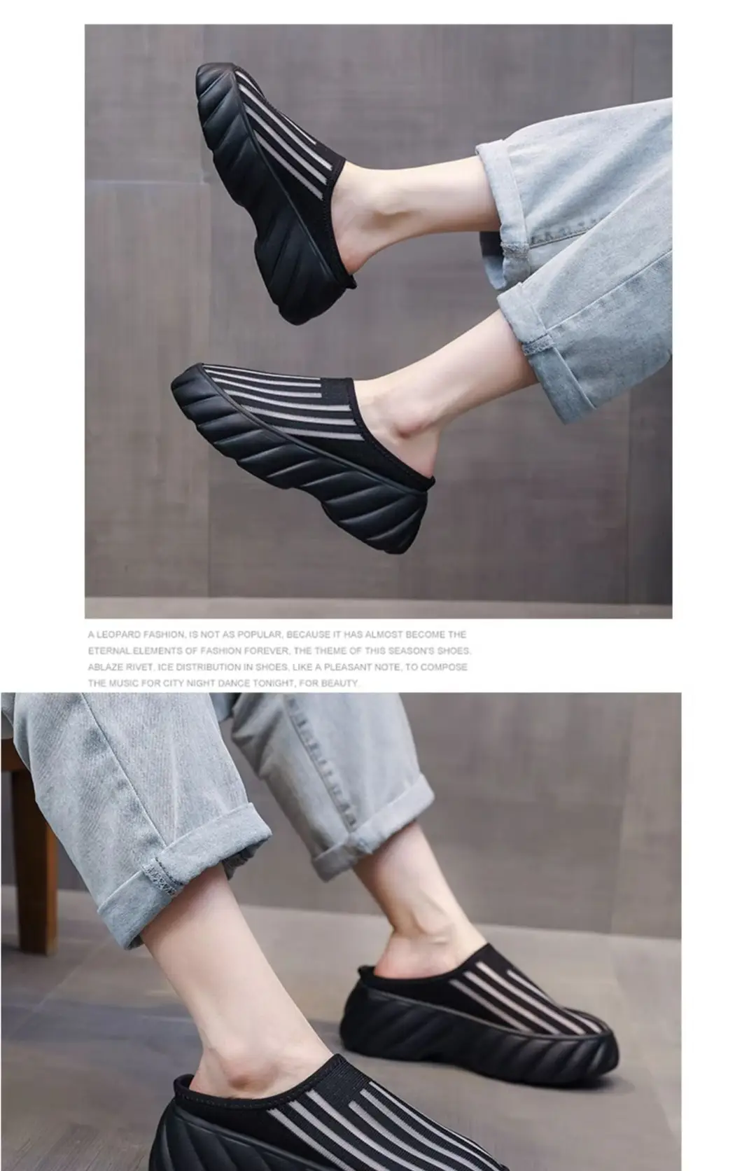Wholesale New Summer Style Mesh Breathable Thick-Soled Baotou Outer Wear Fashionable Sandals Platform Half Slippers for Women Comfortable — feature 18