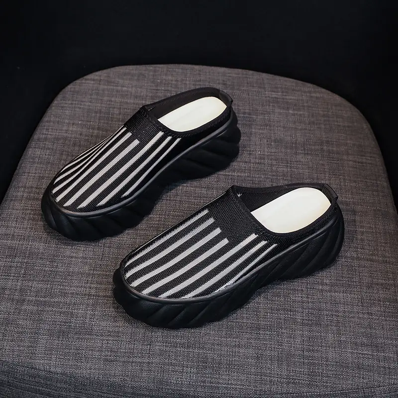 Wholesale New Summer Style Mesh Breathable Thick-Soled Baotou Outer Wear Fashionable Sandals Platform Half Slippers for Women Comfortable