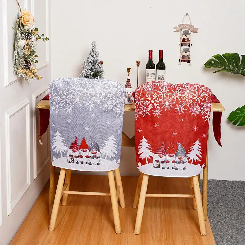 Christmas Chair Cover Santa Claus Cartoon Print - Image 3