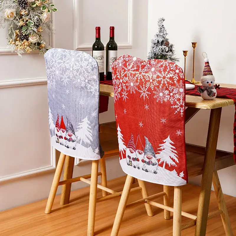 Christmas Chair Cover Santa Claus Cartoon Print - Image 4