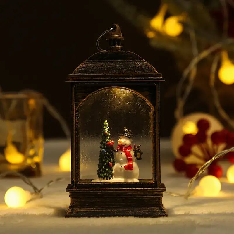Christmas Snowman Lantern with LED Lights - Image 2