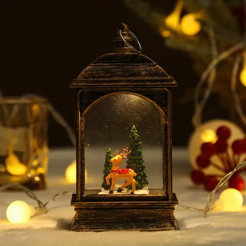Christmas Snowman Lantern with LED Lights - Image 3