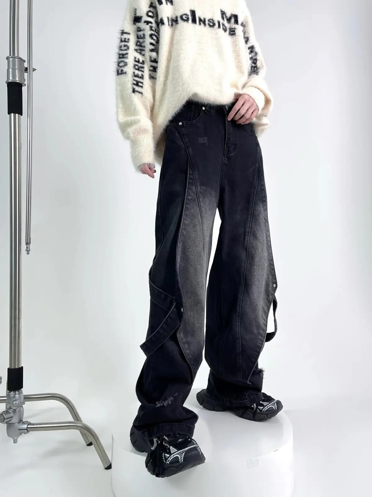 American Style Retro Jeans Wide Leg Stitched Men — feature 11