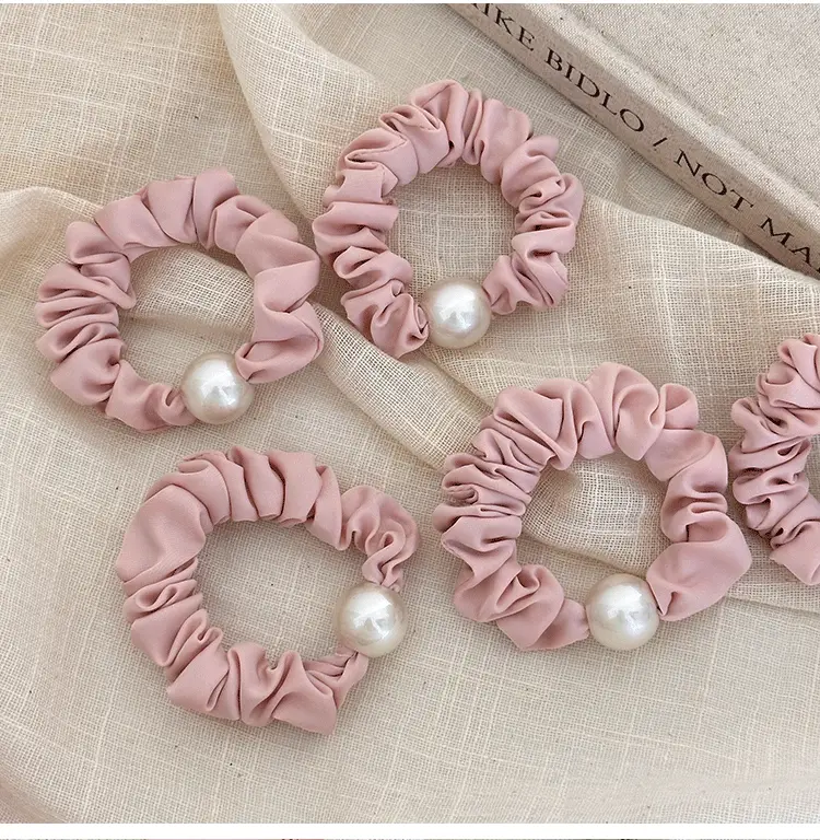 Pink Pearl Hair Scrunchie for Girls Summer — feature 5