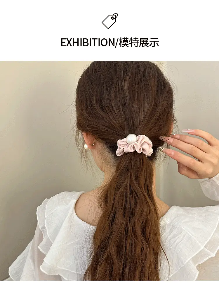 Pink Pearl Hair Scrunchie for Girls Summer — feature 7
