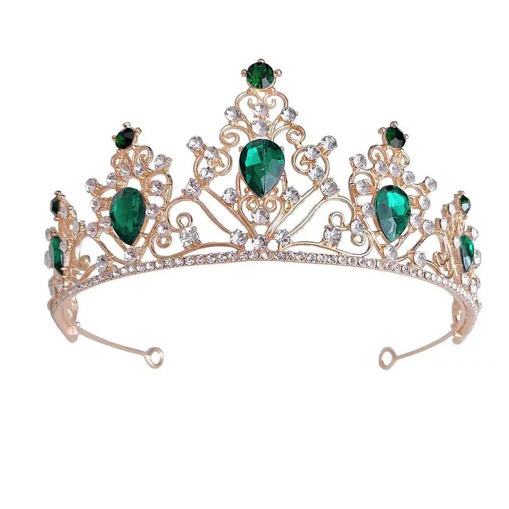 European Crown with Green Emerald & Crystal Accents - Image 4