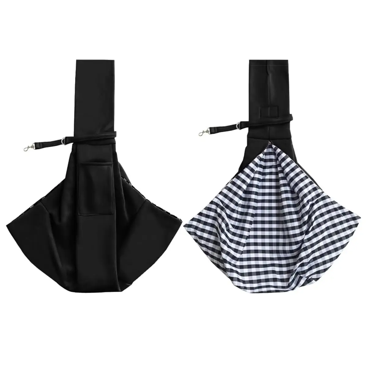 Blue Pet Crossbody Travel Bag with Checkered Strap - Image 6
