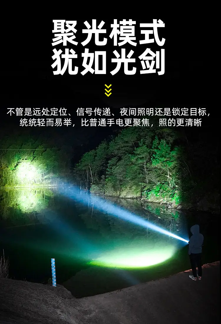 Rechargeable Multi-Function LED Flashlight White Laser — feature 6