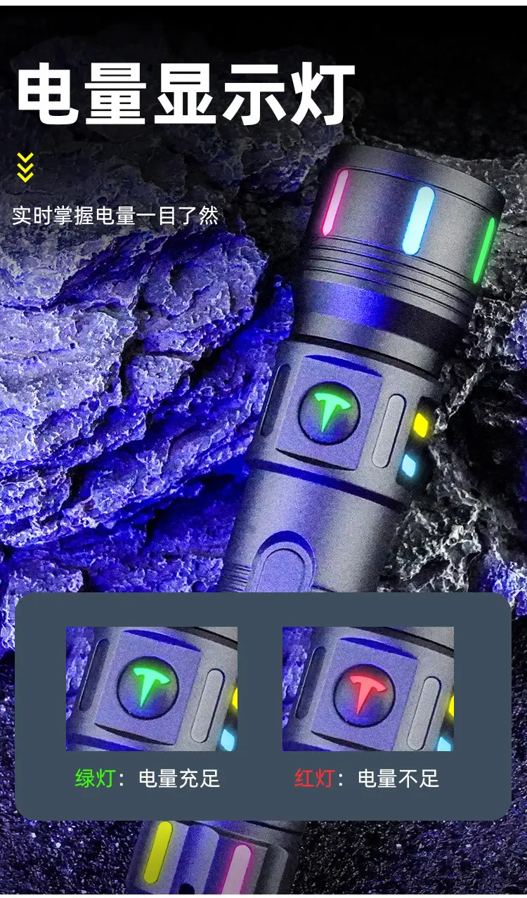 Rechargeable Multi-Function LED Flashlight White Laser — feature 9