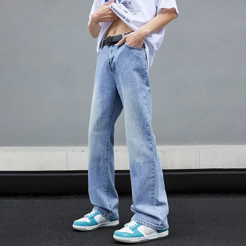 Washed Blue Micro-La Wide Leg Jeans Men - Image 3