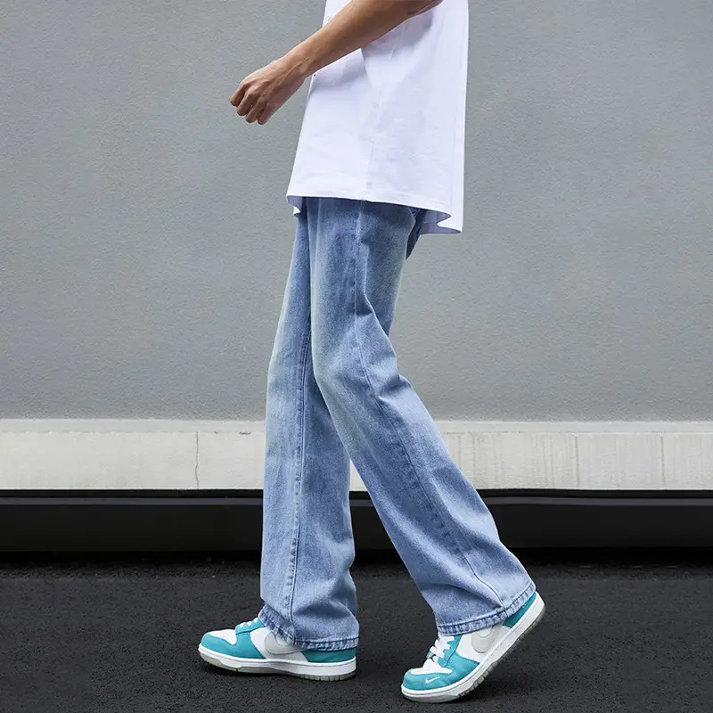 Washed Blue Micro-La Wide Leg Jeans Men - Image 5