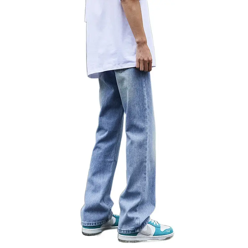 Washed Blue Micro-La Wide Leg Jeans Men - Image 6