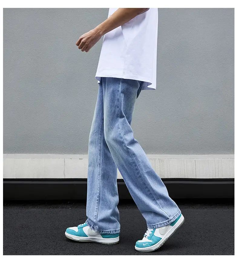 Washed Blue Micro-La Wide Leg Jeans Men — feature 5