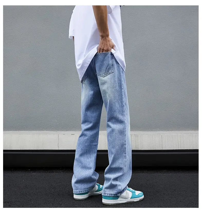 Washed Blue Micro-La Wide Leg Jeans Men — feature 7