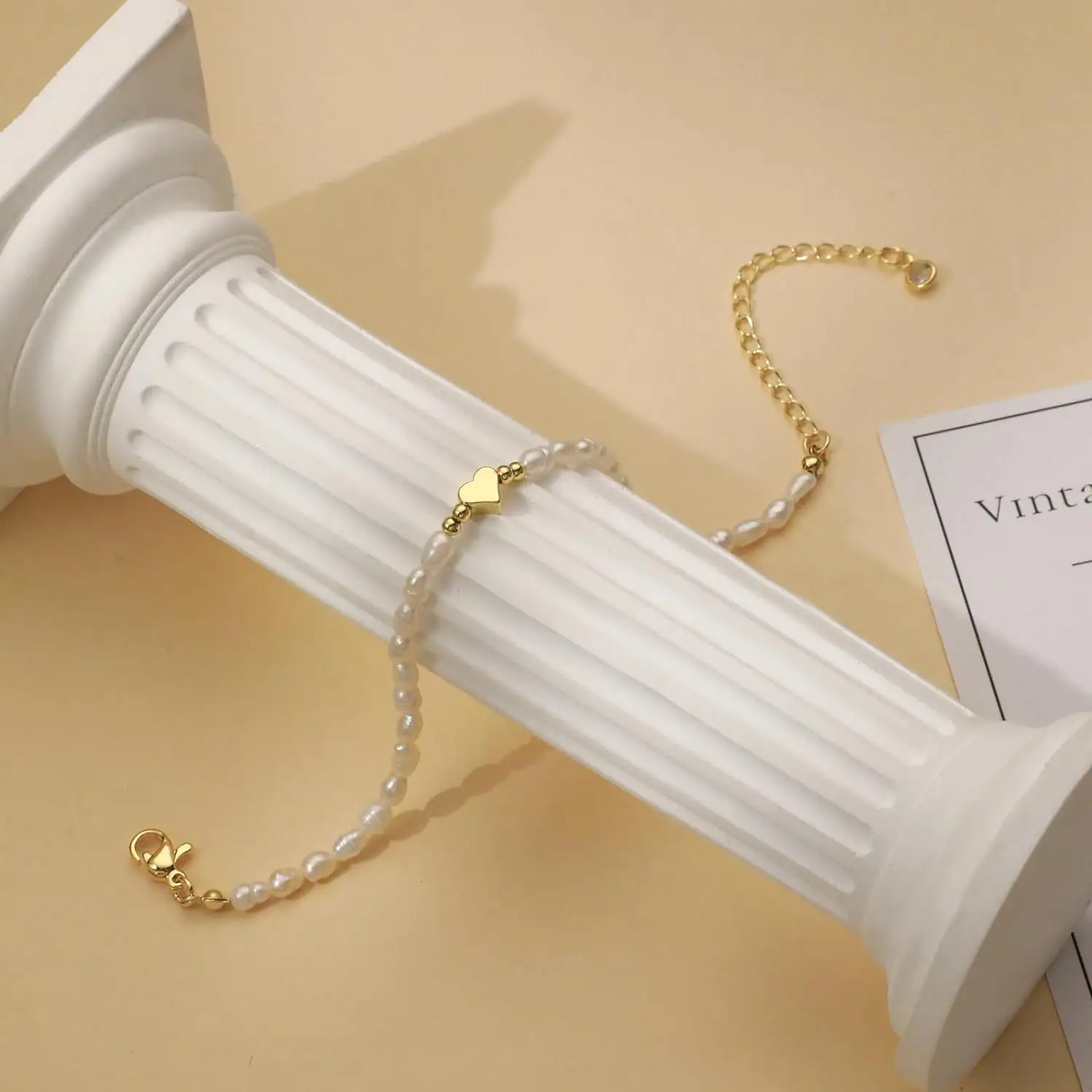 Women's Love Pearl Bracelet with Heart Design — feature 11