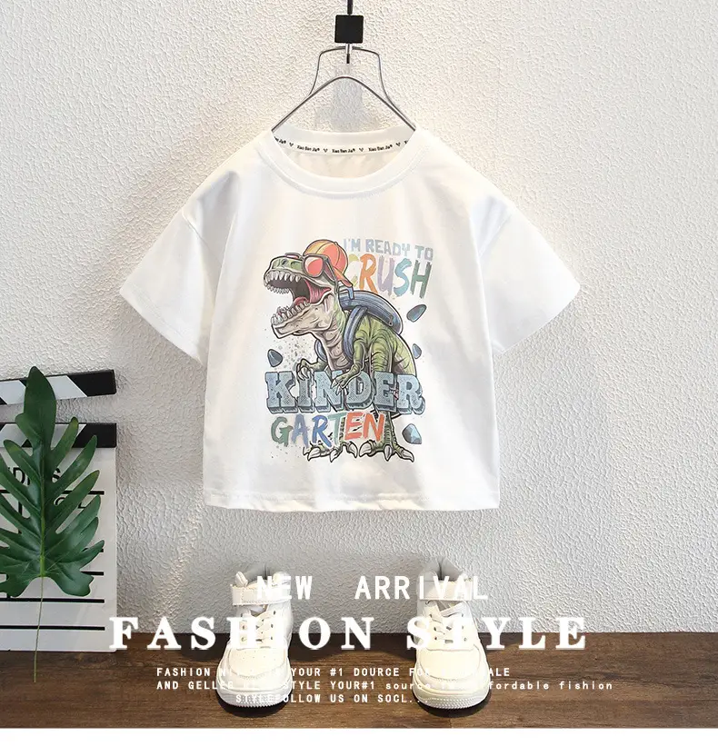 Boys Cotton T-Shirt White 2024 Graphic Print — feature 1