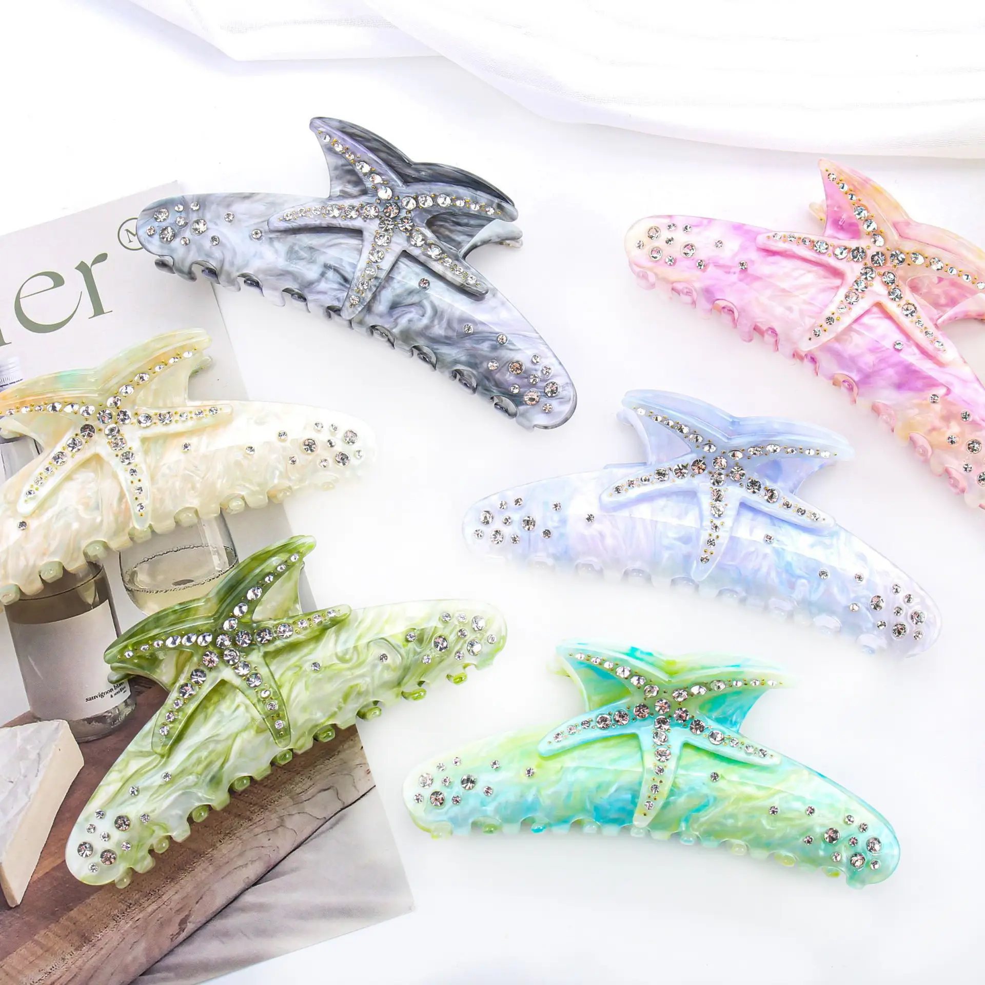 Crystalized Starfish Hairpins Multi Color Sparkle - Image 9