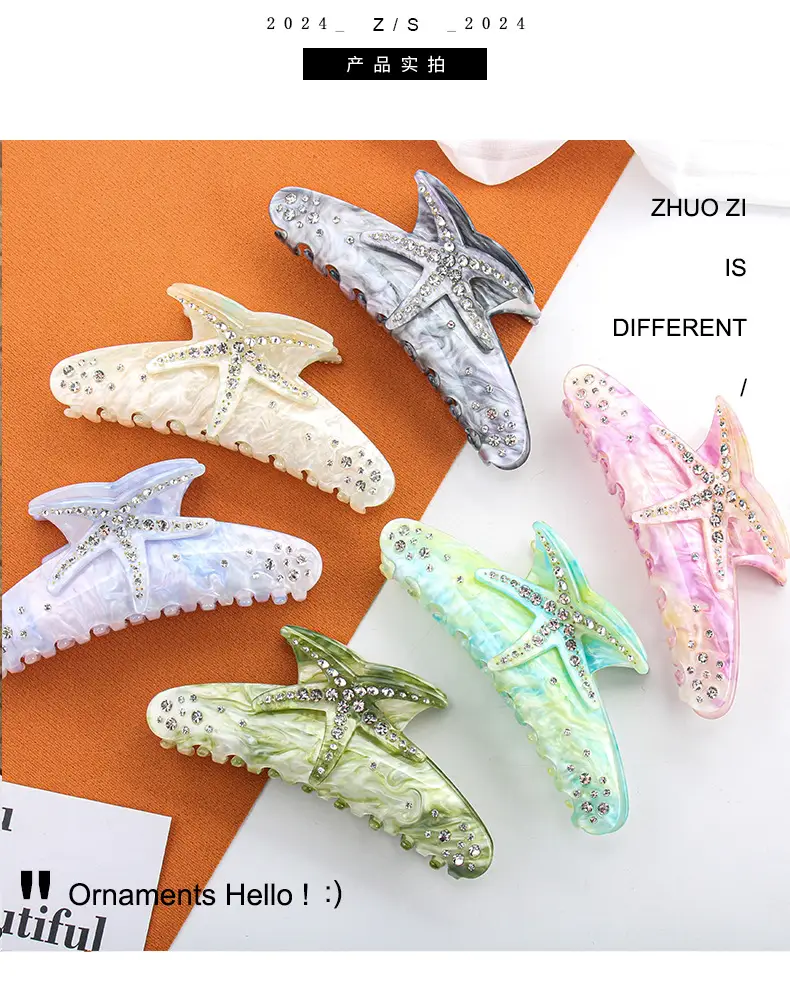 Crystalized Starfish Hairpins Multi Color Sparkle — feature 8